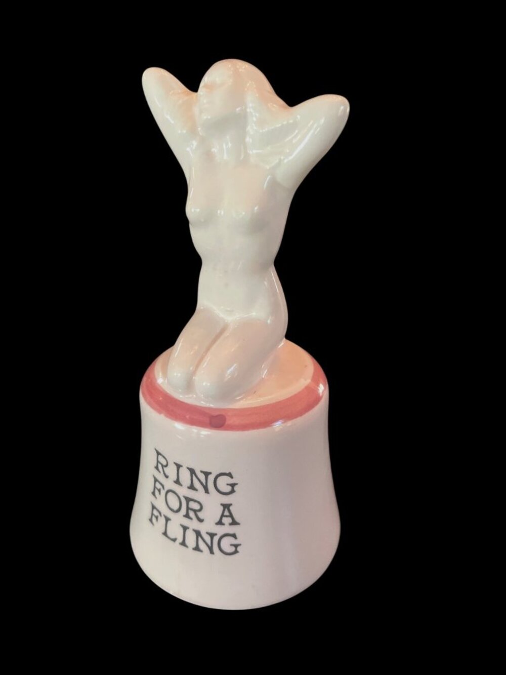 Vtg Ring For A Fling Ceramic Bell Pinup Girl Figurine By Agiftcorp 5"